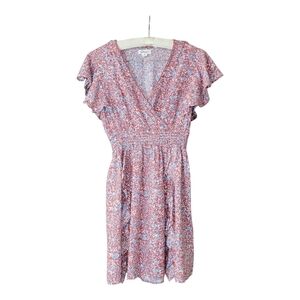 Japna Floral Feminine Fit & Flare Pink Prairie Mini Dress S